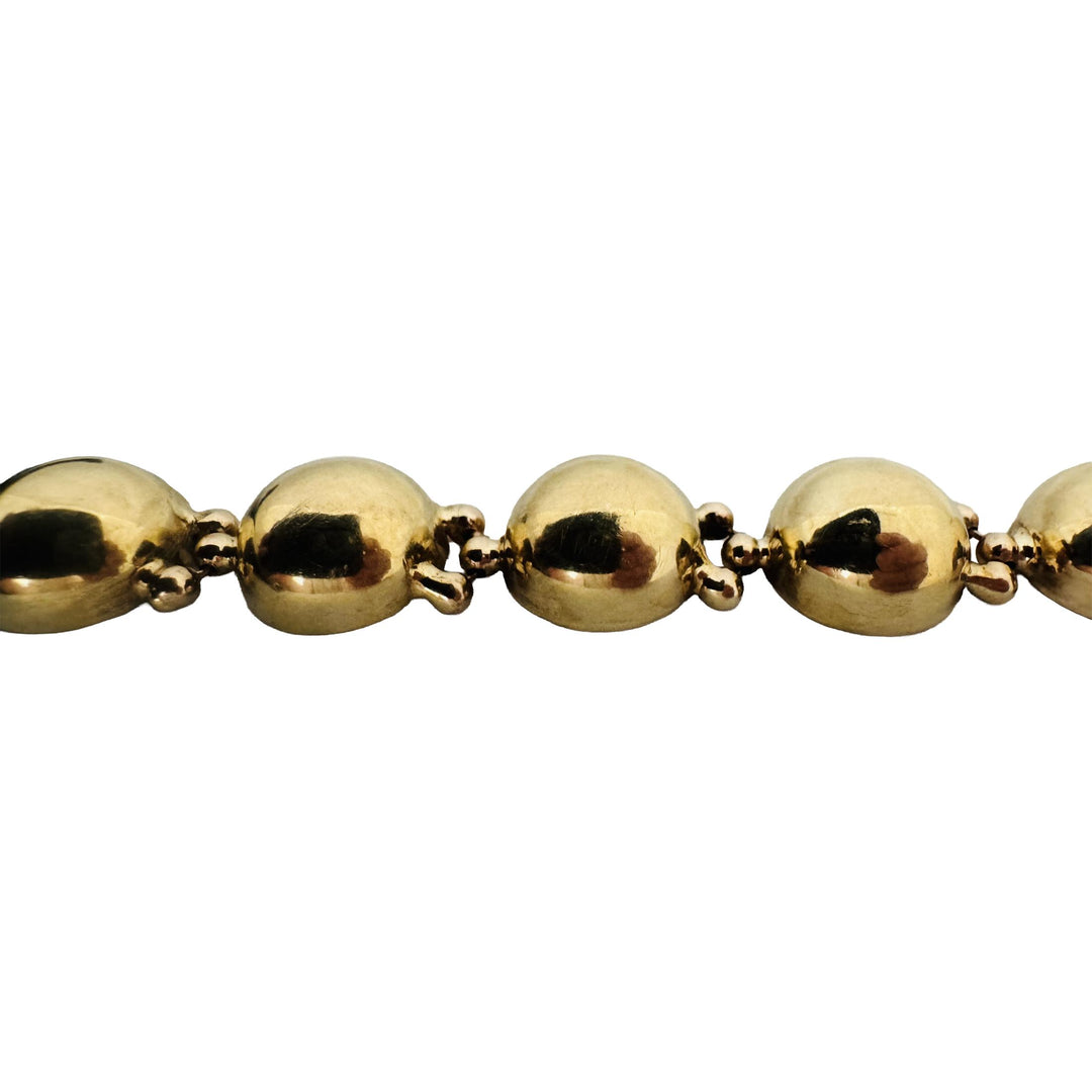 14k Yellow Gold 18.3g Vintage Polished 12mm Fancy Domed Link Bracelet Italy 7.5"