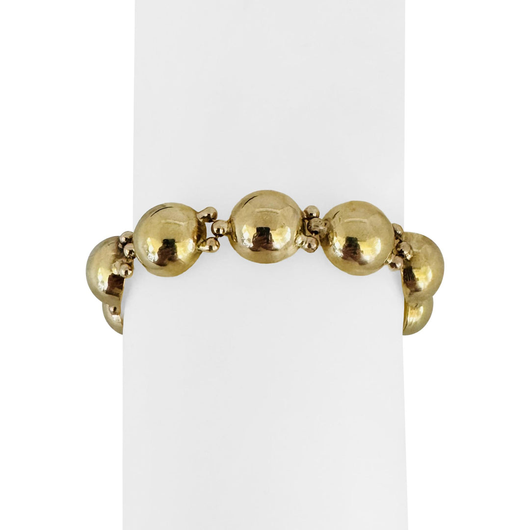14k Yellow Gold 18.3g Vintage Polished 12mm Fancy Domed Link Bracelet Italy 7.5"