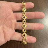 14k Yellow Gold 26.9g Vintage Heavy Multi Gemstone Fancy Link Bracelet 7"