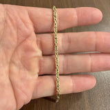 14k Yellow Gold 9.2g Solid Thin 3mm Squared Byzantine Link Bracelet Italy 7"