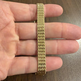 14k Yellow Gold 20g Solid 9mm Beaded Mesh Wheat Link Bracelet Mexico 7"