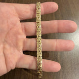 14k Yellow and White Gold 9g Reversible Byzantine Link Bracelet Turkey 8"