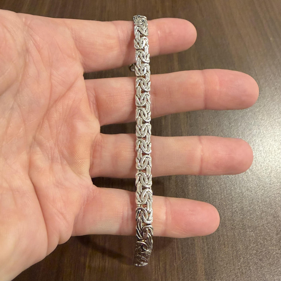 14k Yellow and White Gold 9g Reversible Byzantine Link Bracelet Turkey 8"
