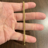 14k Yellow Gold 8g Men's Hollow 4mm Squared Franco Link Bracelet Italy 8.5"