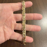 14k Yellow and White Gold 44g Reversible Heavy Fancy Curb Link Bracelet Italy 8"