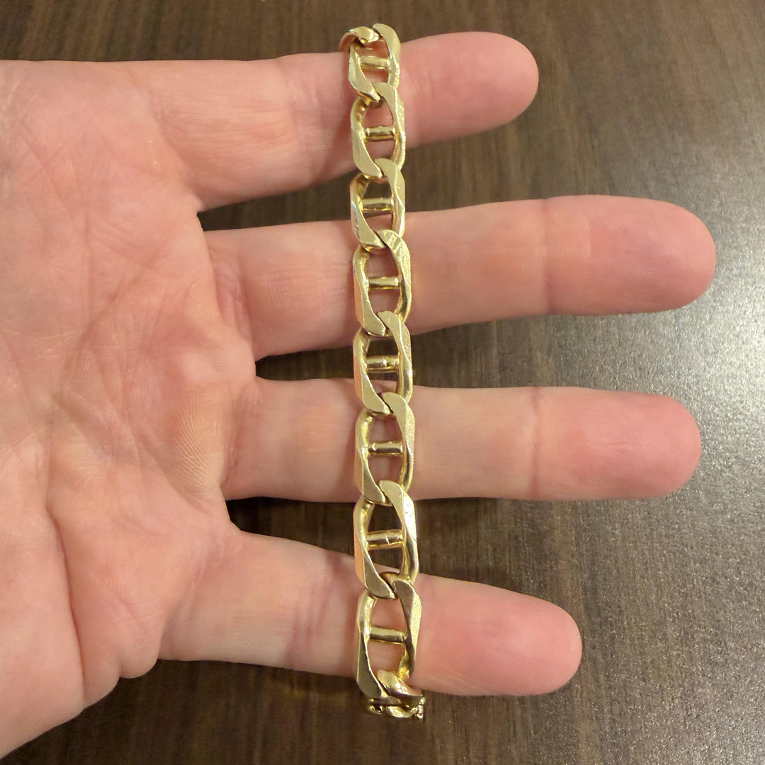 14k Yellow Gold 31.7g Solid Heavy 9.5mm Vintage Mariner Link Bracelet 7"