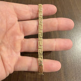 14k Yellow Gold 14.4g Solid Vintage 6mm Greek Key Panel Link Bracelet 7.25"