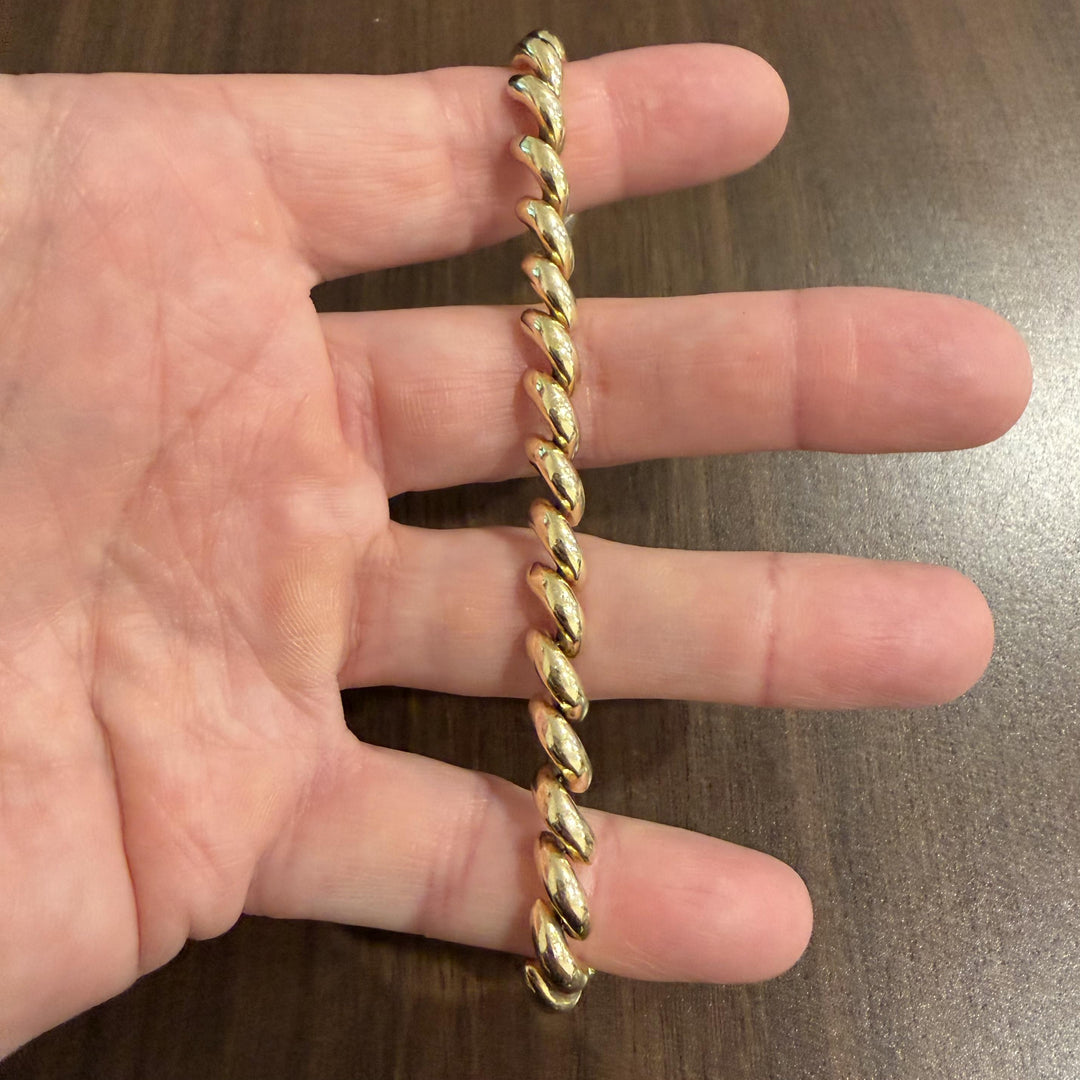 14k Yellow Gold 16g Ladies Polished 7mm San Marco Link Bracelet Italy 7.25"
