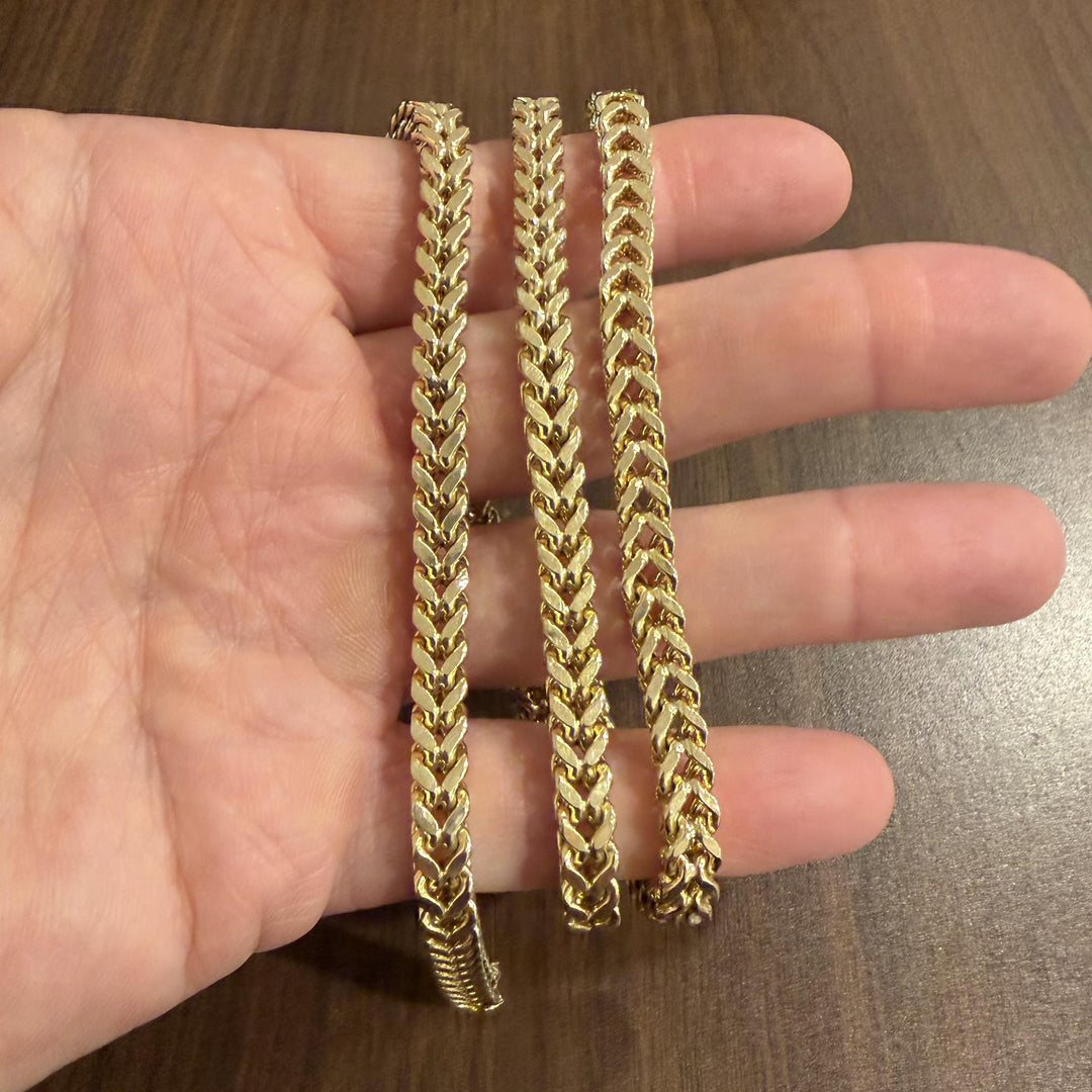 10k Yellow Gold 40g Men's Semi Solid 6mm Squared Franco Link Chain Necklace 26"
