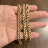 10k Yellow Gold 40g Men's Semi Solid 6mm Squared Franco Link Chain Necklace 26"