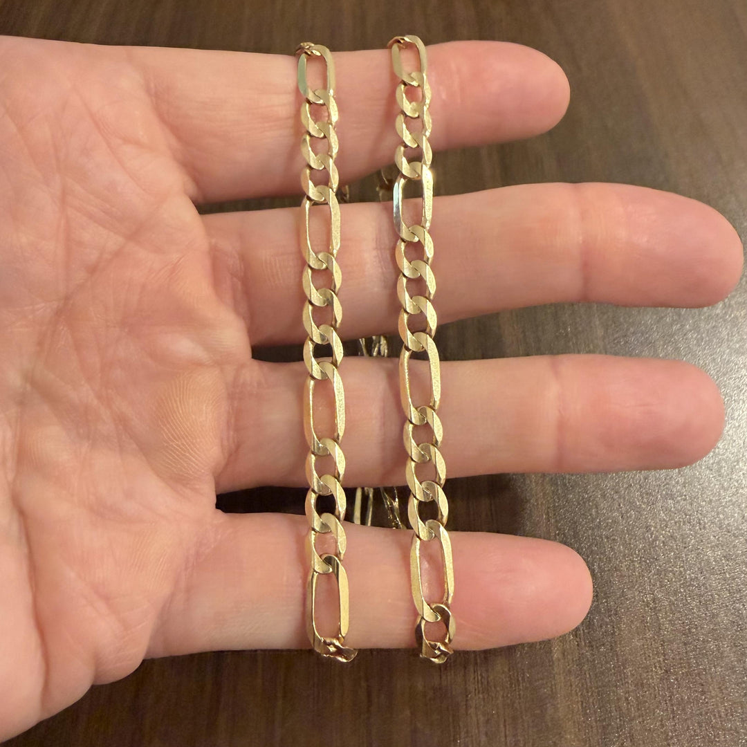 10k Yellow Gold 17.6g Solid 6mm Figaro Link Chain Necklace 19"