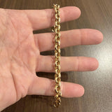 14k Yellow Gold 12g Ladies Faceted 8.5mm Rolo Link Bracelet 8"