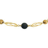 18k Yellow Gold and Black Matte Resin Ball Ladies Necklace Italy 18"