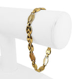 18k Tri Tone Gold 9.4g Ladies 8.5mm Fancy Link Bracelet Italy 7.5"