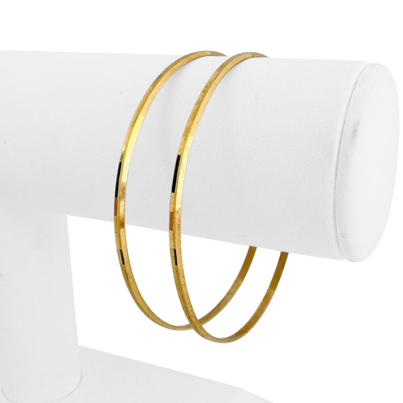 Pair of 18k Yellow Gold 10.6g Solid Beveled Edge Bangle Bracelets 7.5