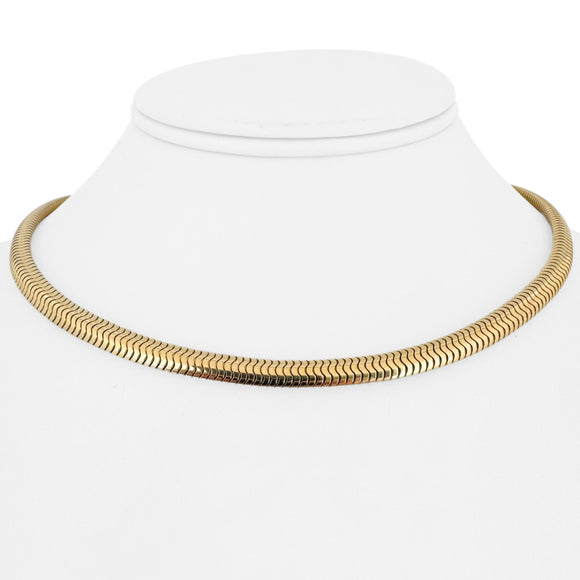 14k Yellow Gold 37.3g Heavy Vintage 5mm Flattened Snake Link Necklace 15.5