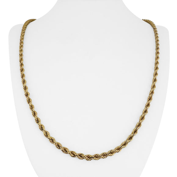 14k Yellow Gold 34.4g Solid Heavy Vintage 4.5mm Rope Chain Necklace 24