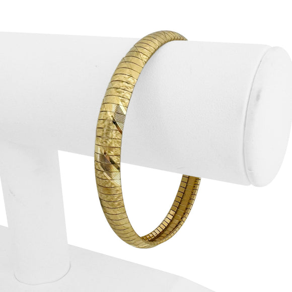 14k Yellow Gold 18.8g Solid Textured 8mm Omega Link Bracelet Italy 8