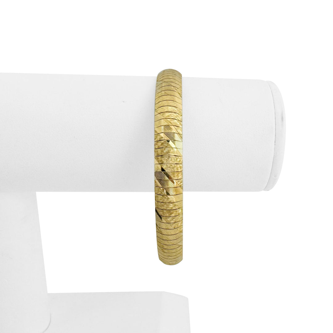 14k Yellow Gold 18.8g Solid Textured 8mm Omega Link Bracelet Italy 8"