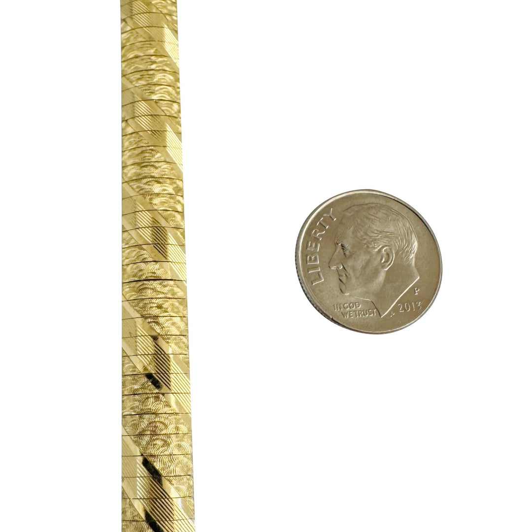 14k Yellow Gold 18.8g Solid Textured 8mm Omega Link Bracelet Italy 8"