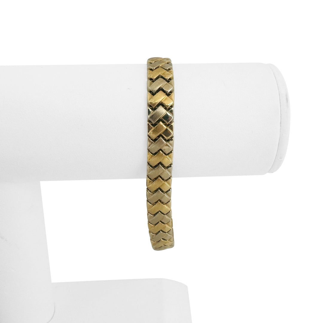 14k Yellow and White Gold 13g Ladies 8mm Fancy Link Bracelet 7"