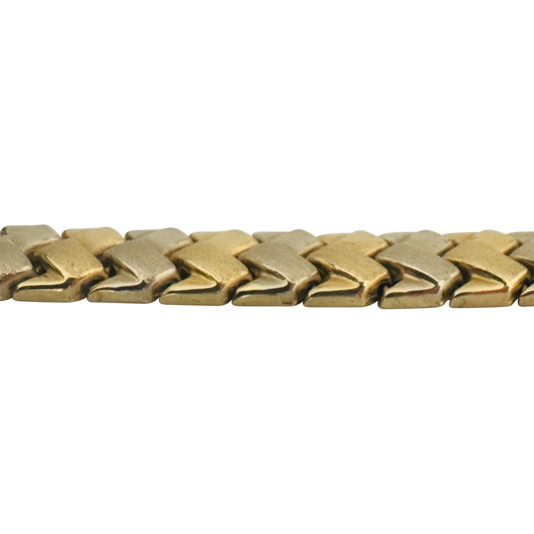 14k Yellow and White Gold 13g Ladies 8mm Fancy Link Bracelet 7"