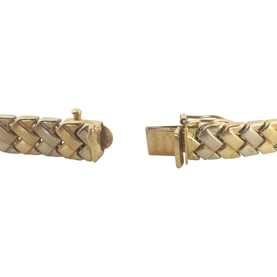 14k Yellow and White Gold 13g Ladies 8mm Fancy Link Bracelet 7"