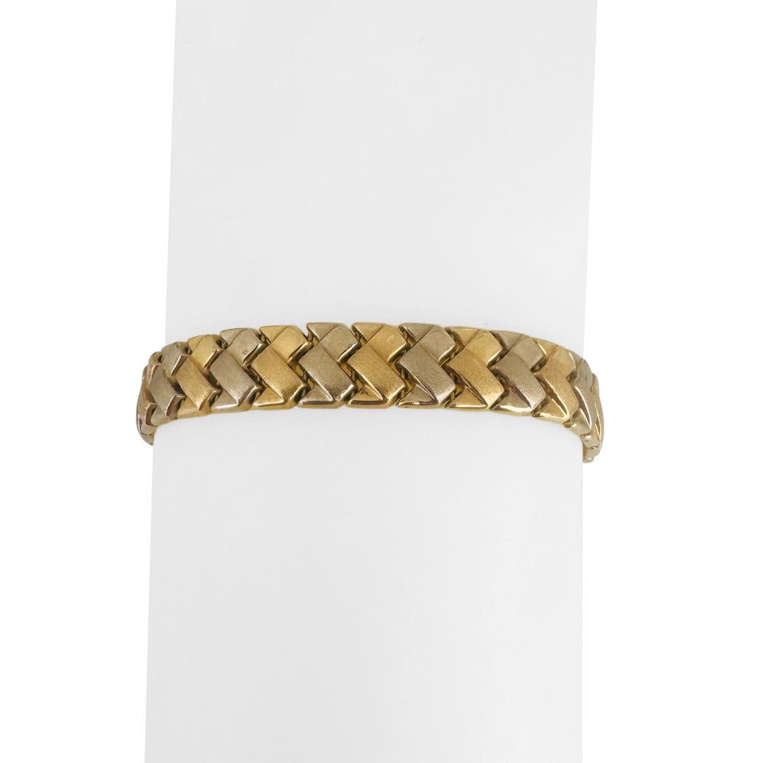 14k Yellow and White Gold 13g Ladies 8mm Fancy Link Bracelet 7"