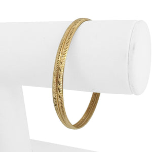 14k Yellow Gold 4g Hollow Light 6mm Fancy Bangle Bracelet 7"