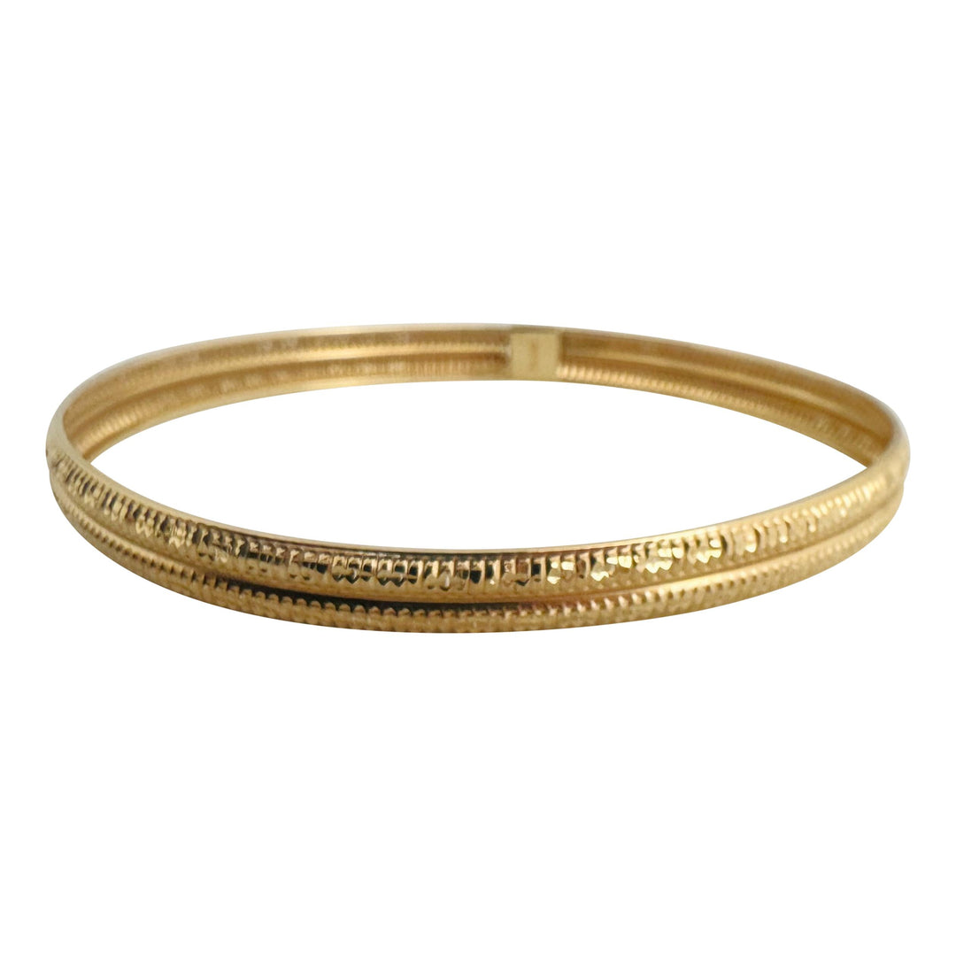 14k Yellow Gold 4g Hollow Light 6mm Fancy Bangle Bracelet 7"