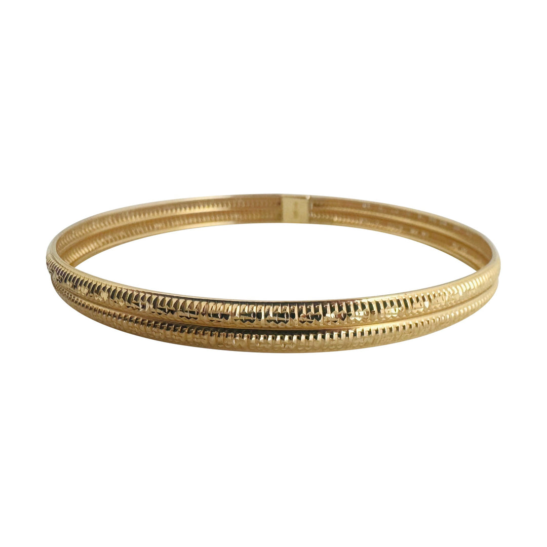 14k Yellow Gold 4g Hollow Light 6mm Fancy Bangle Bracelet 7"