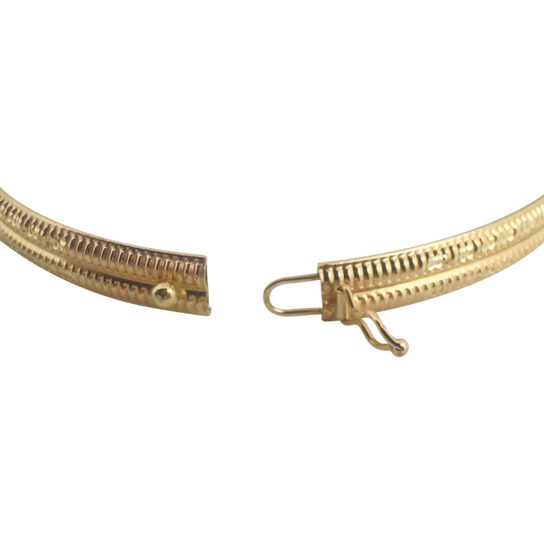 14k Yellow Gold 4g Hollow Light 6mm Fancy Bangle Bracelet 7"