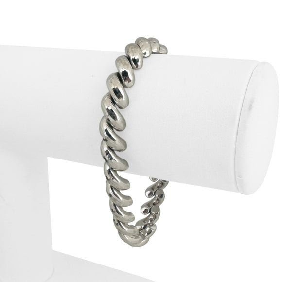 14k White Gold 12.2g Ladies Beveled 8.5mm San Marco Link Bracelet 7