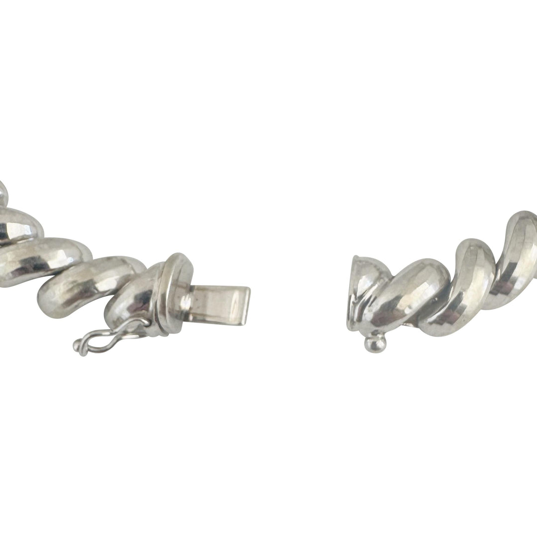 14k White Gold 12.2g Ladies Beveled 8.5mm San Marco Link Bracelet 7"