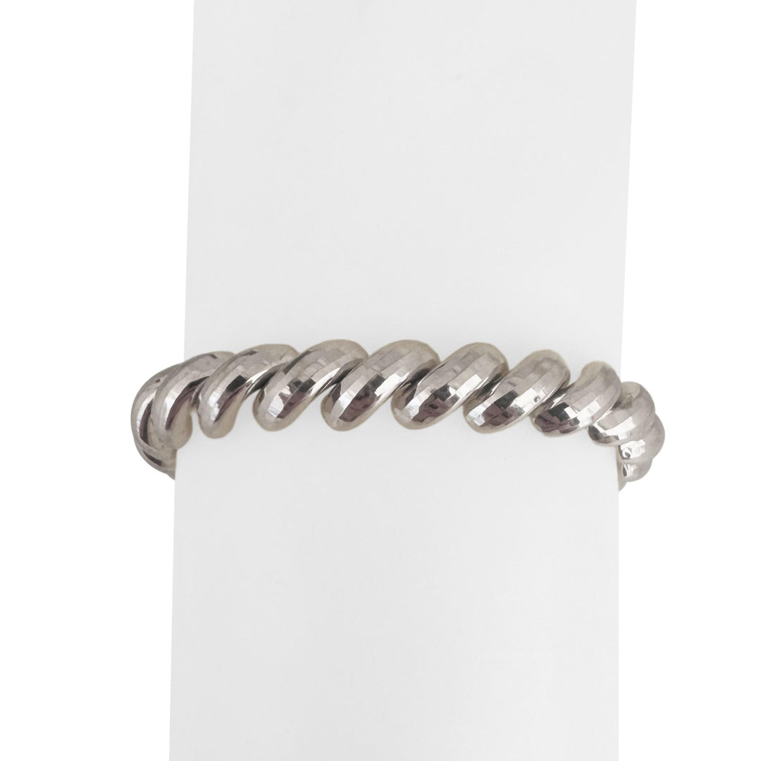 14k White Gold 12.2g Ladies Beveled 8.5mm San Marco Link Bracelet 7"