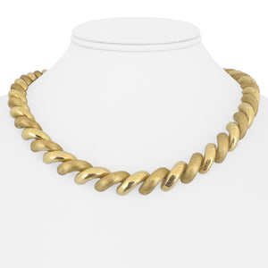 14k Yellow Gold 40g Polished and Brushed Links San Marco Necklace 17"
