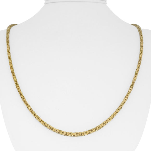 14k Yellow Gold 27.3g Solid 2.5mm Squared Byzantine Link Chain Necklace 24