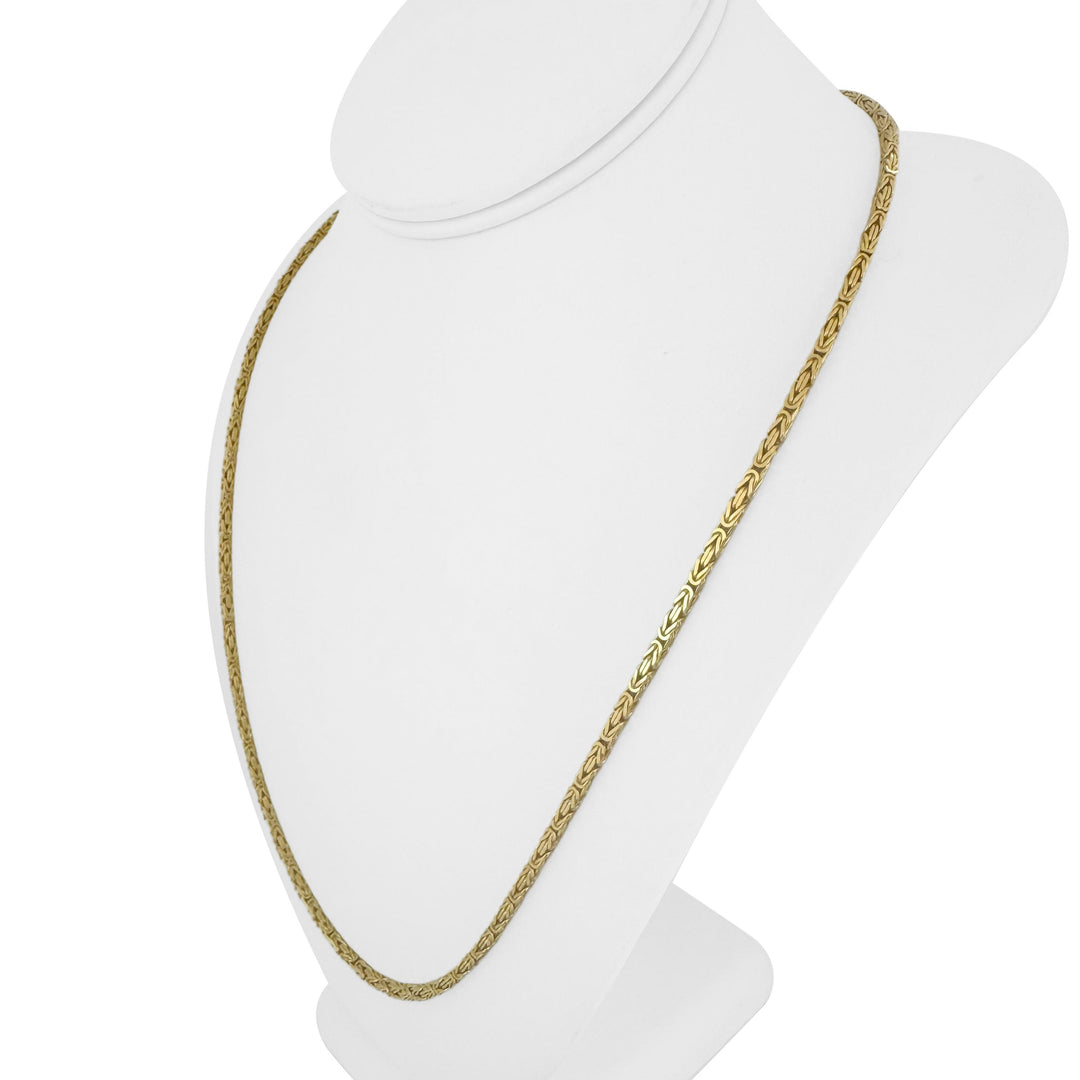 14k Yellow Gold 27.3g Solid 2.5mm Squared Byzantine Link Chain Necklace 24"