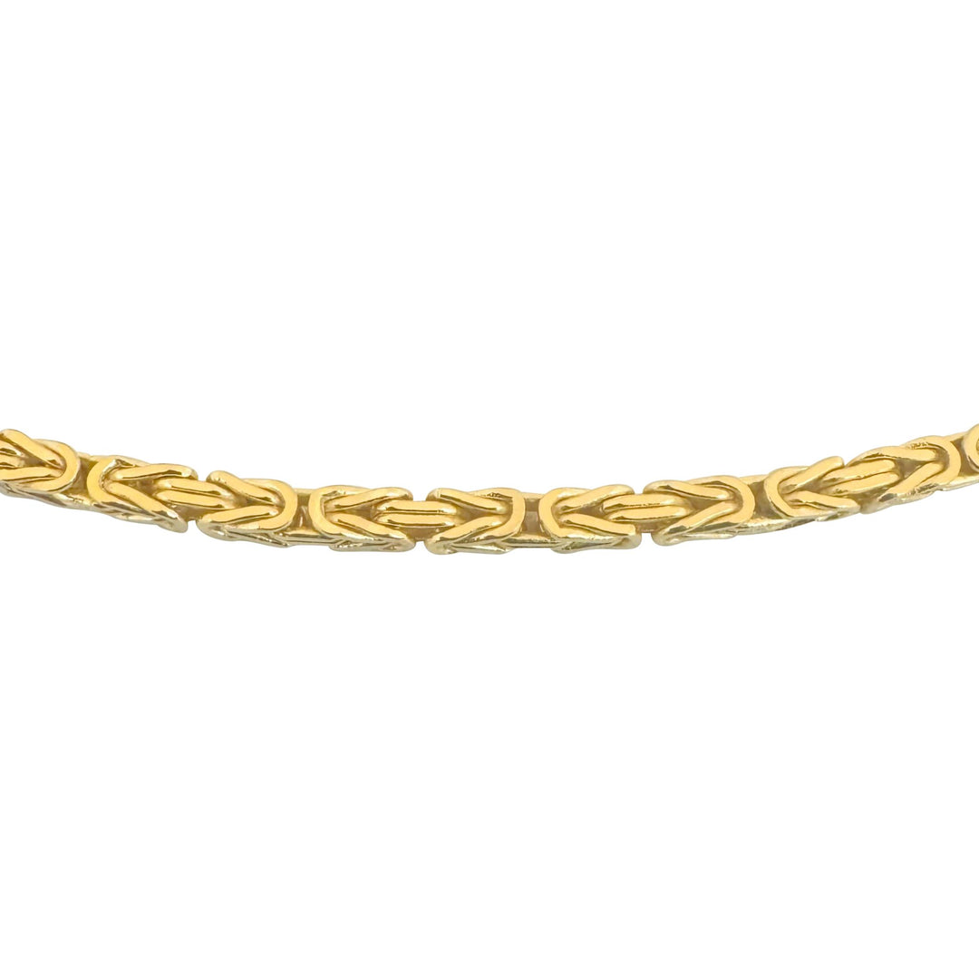 14k Yellow Gold 27.3g Solid 2.5mm Squared Byzantine Link Chain Necklace 24"