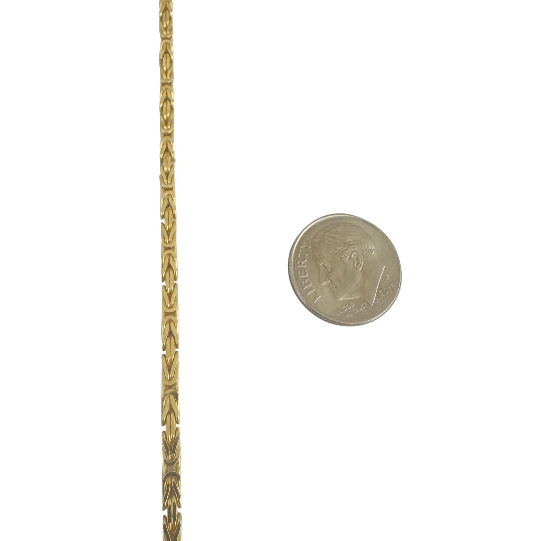 14k Yellow Gold 27.3g Solid 2.5mm Squared Byzantine Link Chain Necklace 24"