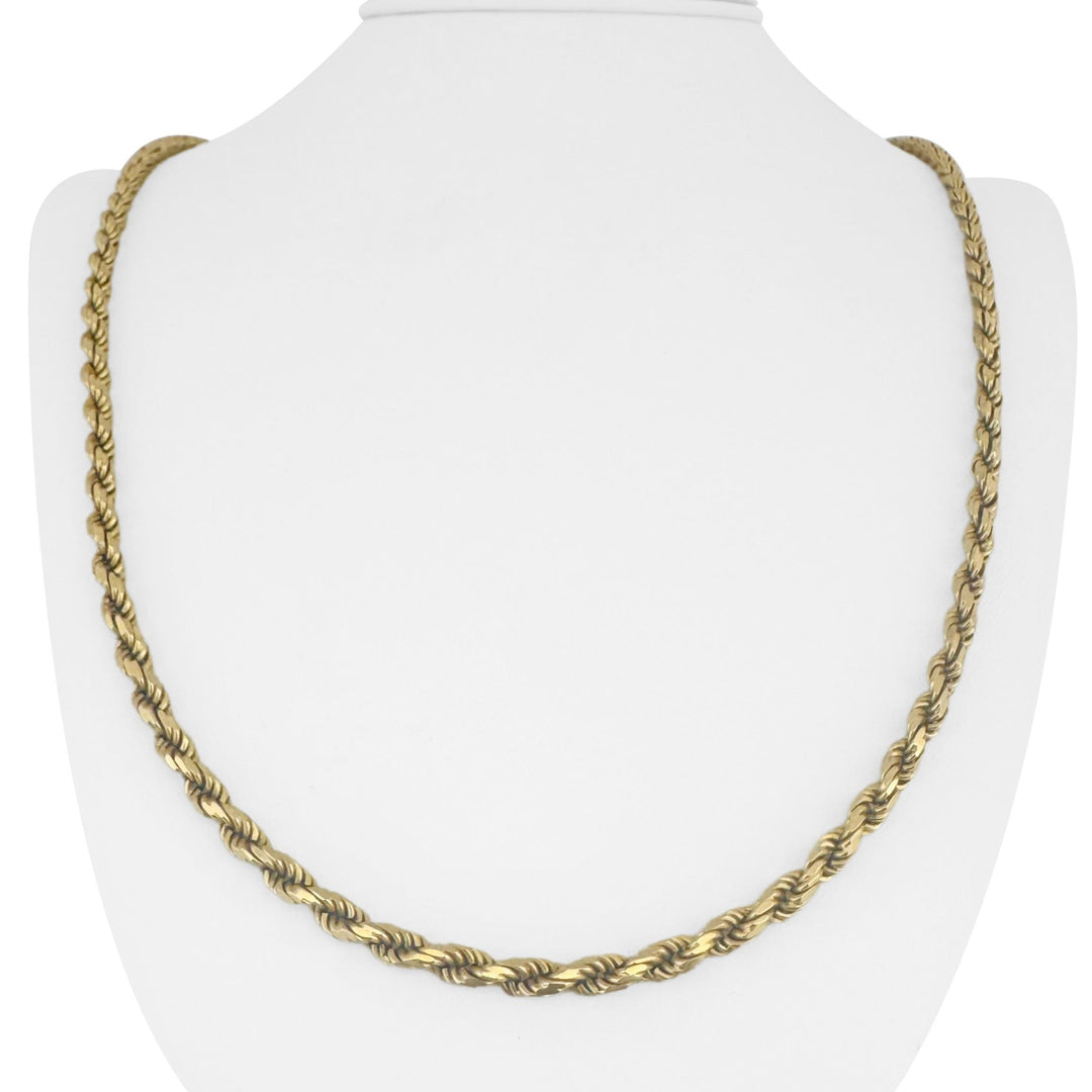 14k Yellow Gold 36.4g Solid Diamond Cut 4mm Rope Chain Necklace Italy 24"