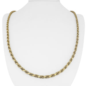 14k Yellow Gold 36.4g Solid Diamond Cut 4mm Rope Chain Necklace Italy 24"
