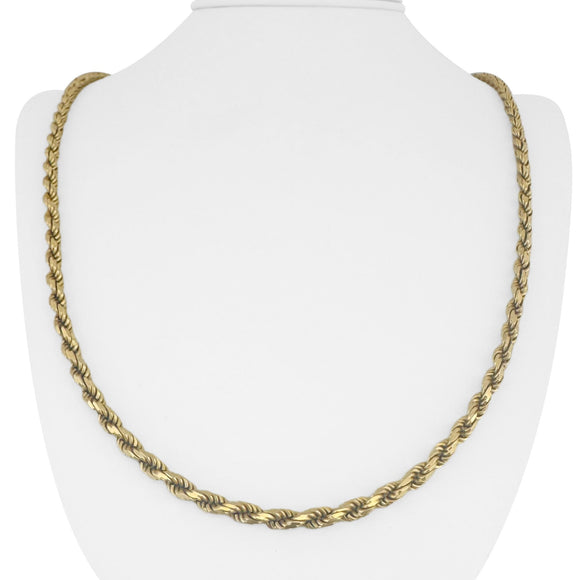 14k Yellow Gold 36.4g Solid Diamond Cut 4mm Rope Chain Necklace Italy 24