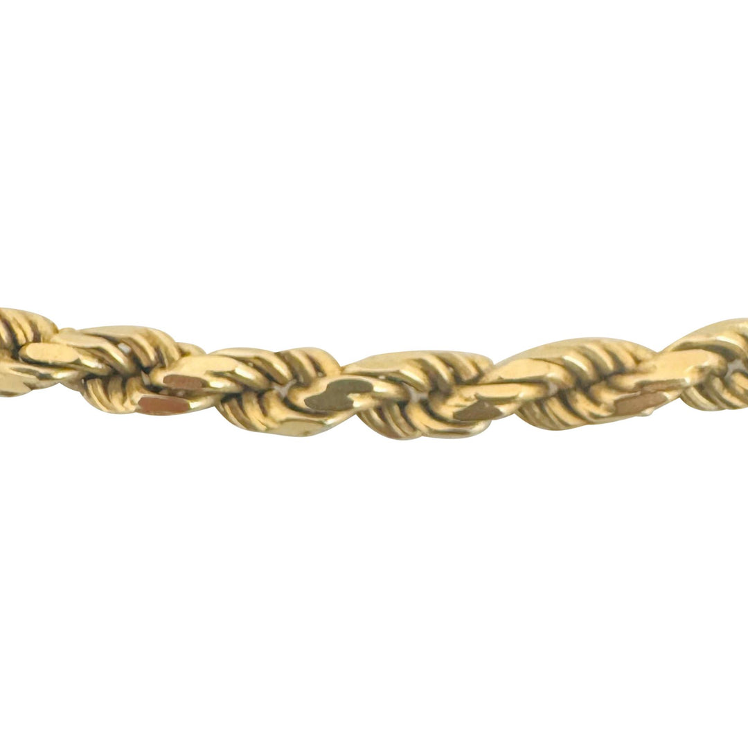 14k Yellow Gold 36.4g Solid Diamond Cut 4mm Rope Chain Necklace Italy 24"