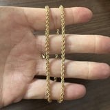 18k Yellow Gold 10g Semi Solid 3.5mm Wheat Link Chain Necklace Italy 19.5"