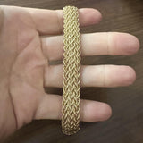 14k Yellow Gold 12.2g Hollow Ladies 14mm Braided Rope Bracelet Peru 7.5"