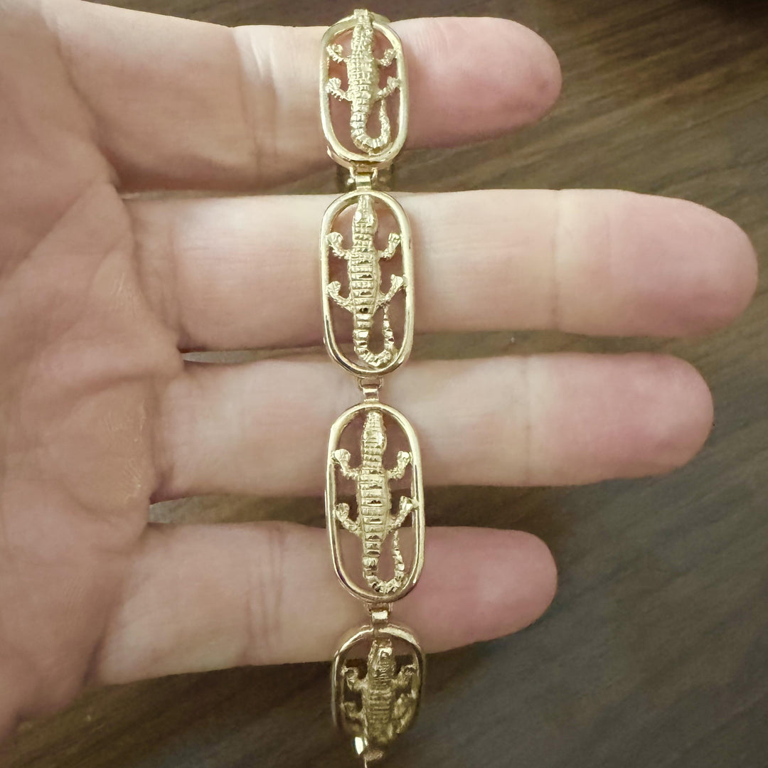 14k Yellow Gold 18.8g Solid Ladies 13mm Alligator Link Bracelet 7.25"