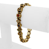 14k Yellow Gold 23.4g Heavy Vintage Multi Gemstone Slide Charm Bracelet 7.5"