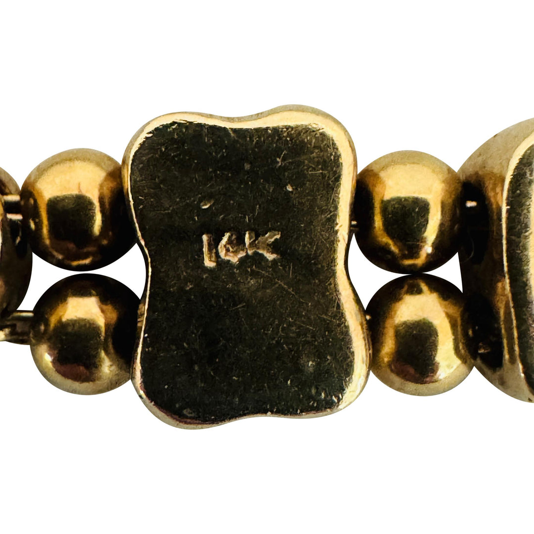 14k Yellow Gold 23.4g Heavy Vintage Multi Gemstone Slide Charm Bracelet 7.5"