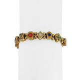 14k Yellow Gold 23.4g Heavy Vintage Multi Gemstone Slide Charm Bracelet 7.5"